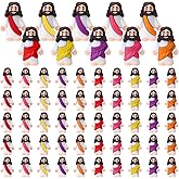 Bememo 50 Pcs Little Jesus Figures Jesus Toys Figurines to Hide and Seek Religious Party Favors for Church Sunday School Easter Egg Stuffers(Bright Colors)