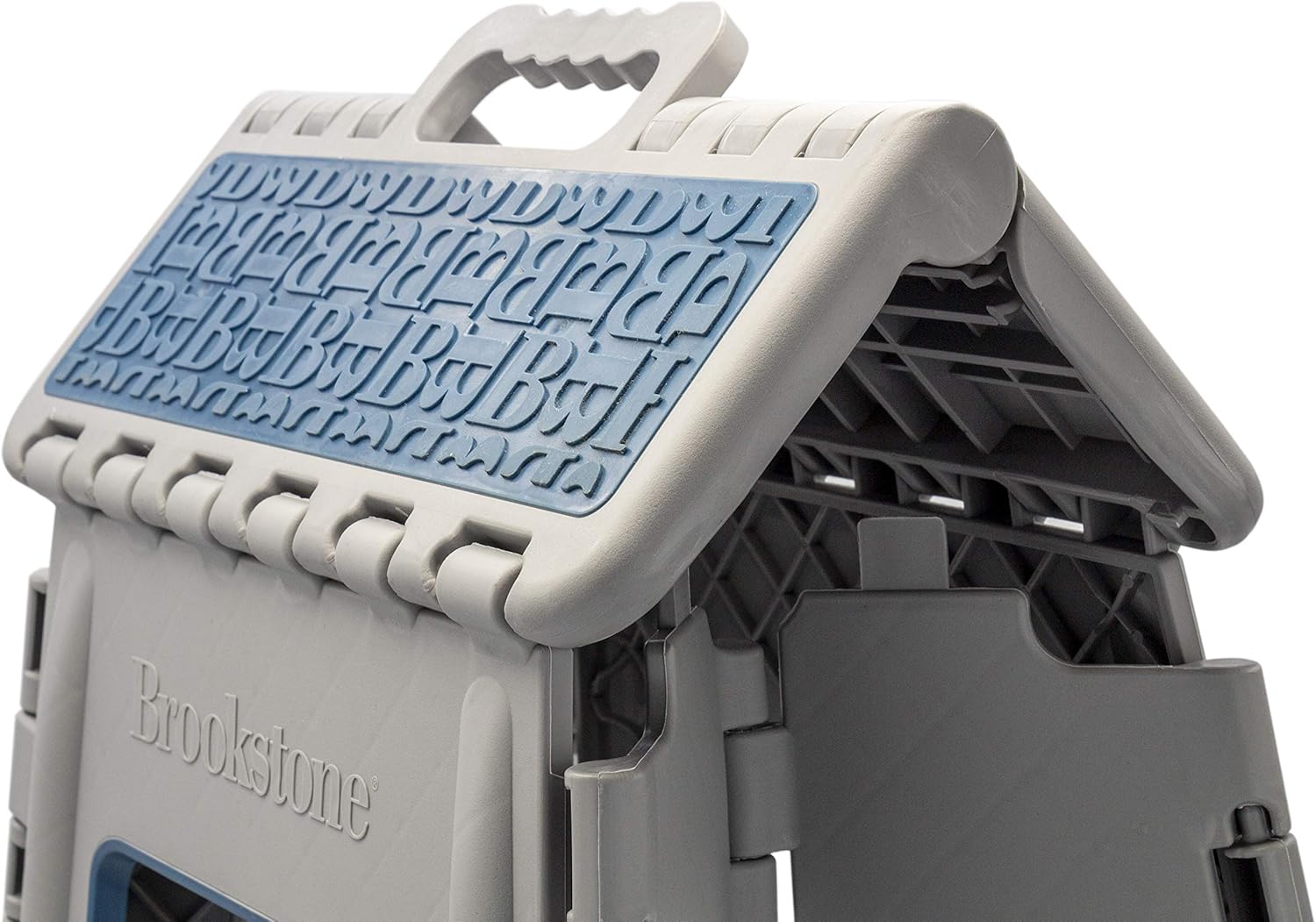 Brookstone - 16” Folding Step Stool for Adults, Non-Slip Textured Grip Surface, Foldable Space Saving Design, Carrying Handle, Holds Up to 300 Pounds, for Kitchen and Rest of Home, Gray (BKH1114): Home & Kitchen