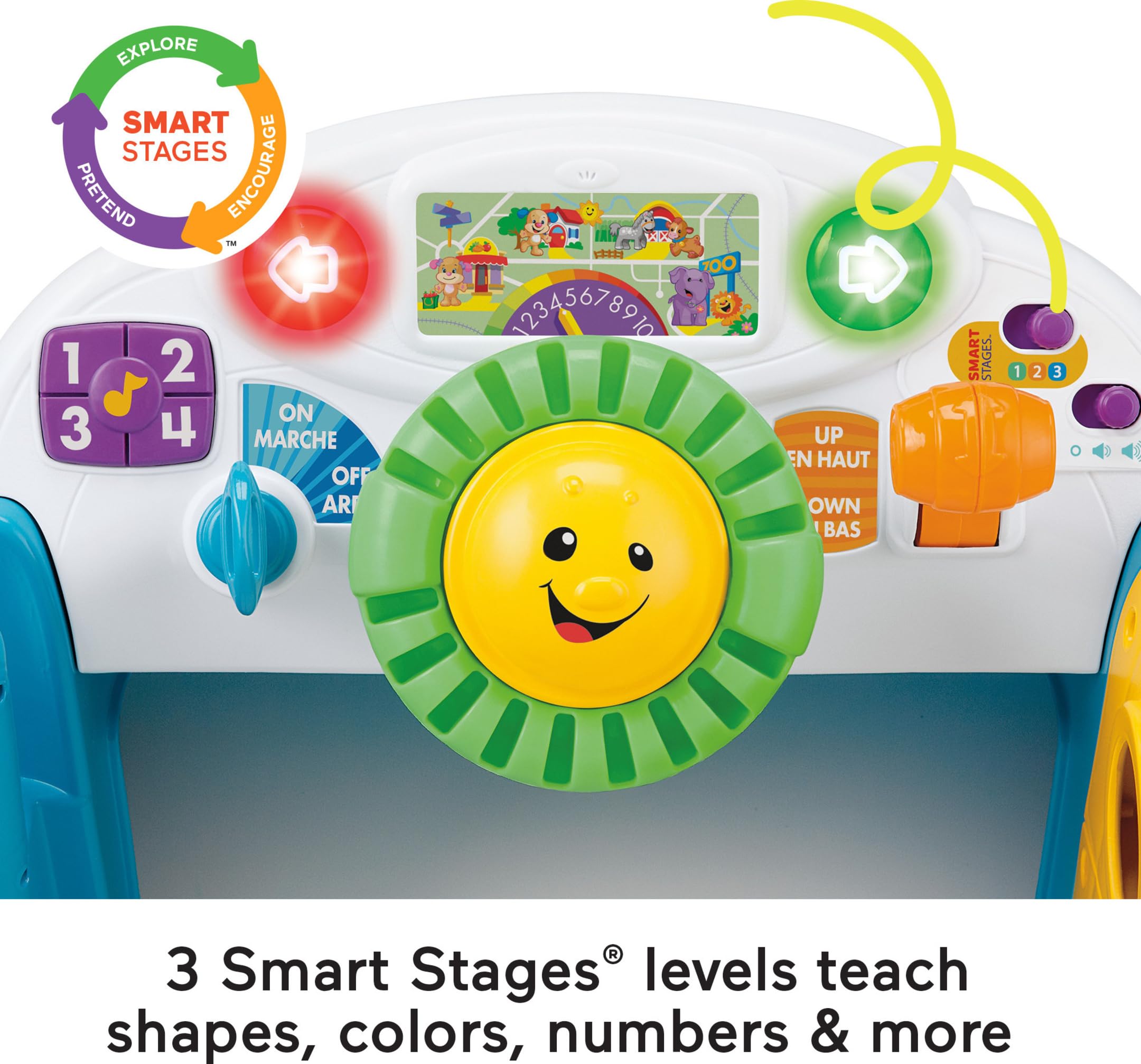 Fisher-Price Baby Learning Toy Laugh & Learn Crawl Around Car Activity Center with Smart Stages for Infants Ages 6+ Months, Blue
