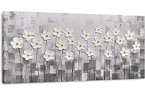 Yihui Arts Abstract Floral Oil Paintings on Canvas Extra Large Hand Painted Modern Stretched Contemporary Wall Art Flowers Artwork for Living Room Home Decorations