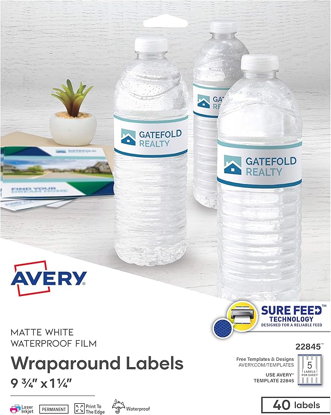 Download Amazon Com Avery Printable Blank Wraparound Rectangle Labels 1 25 X 9 75 Matte White 40 Customizable Labels 22845 All Purpose Labels Office Products