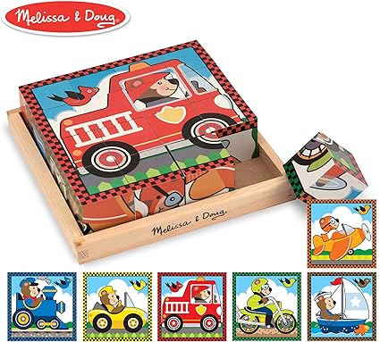 Melissa & Doug Vehicle Puzzle Cube, Multi Color