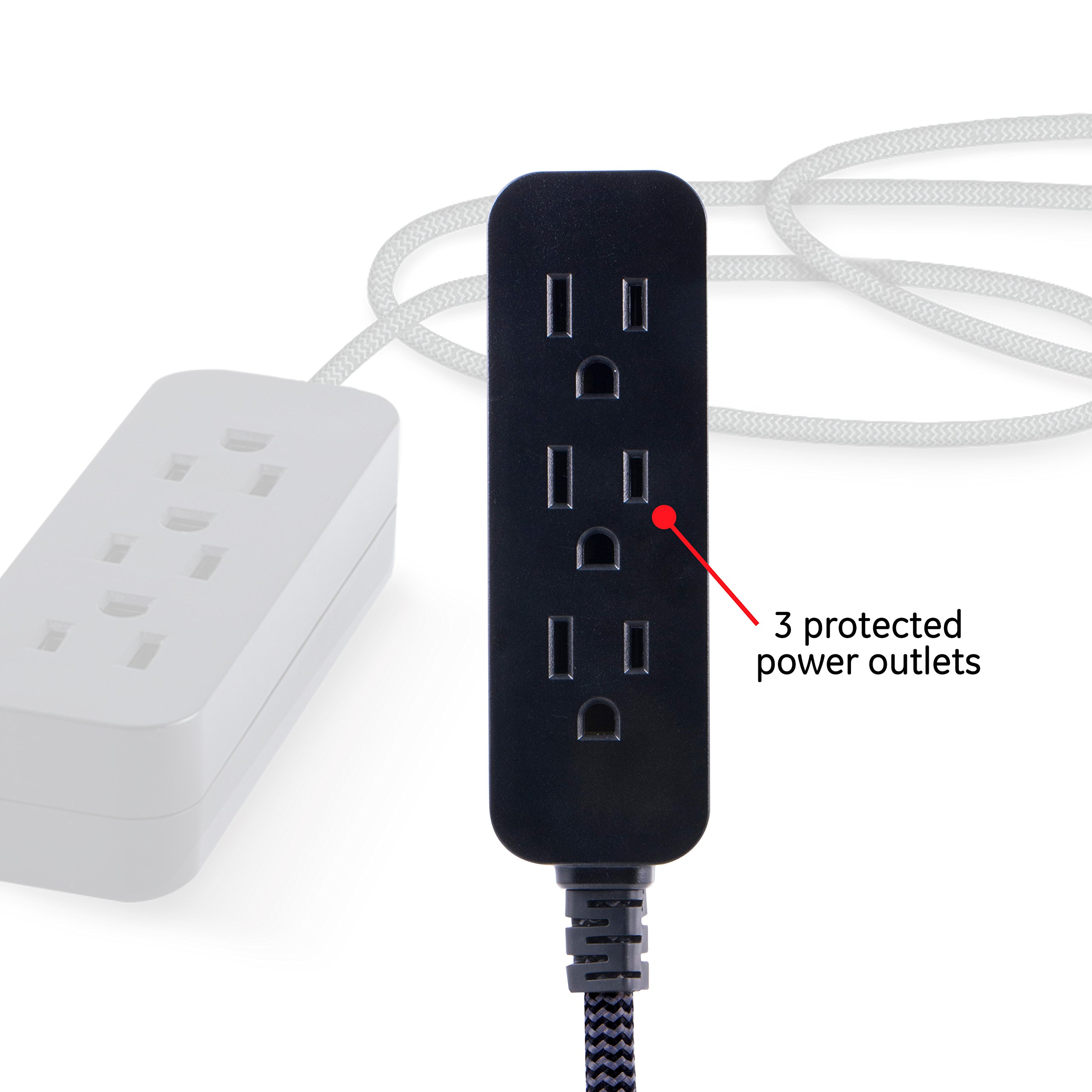 GE Designer Cord Pro Designer Extension Cord with Surge Protection Gray