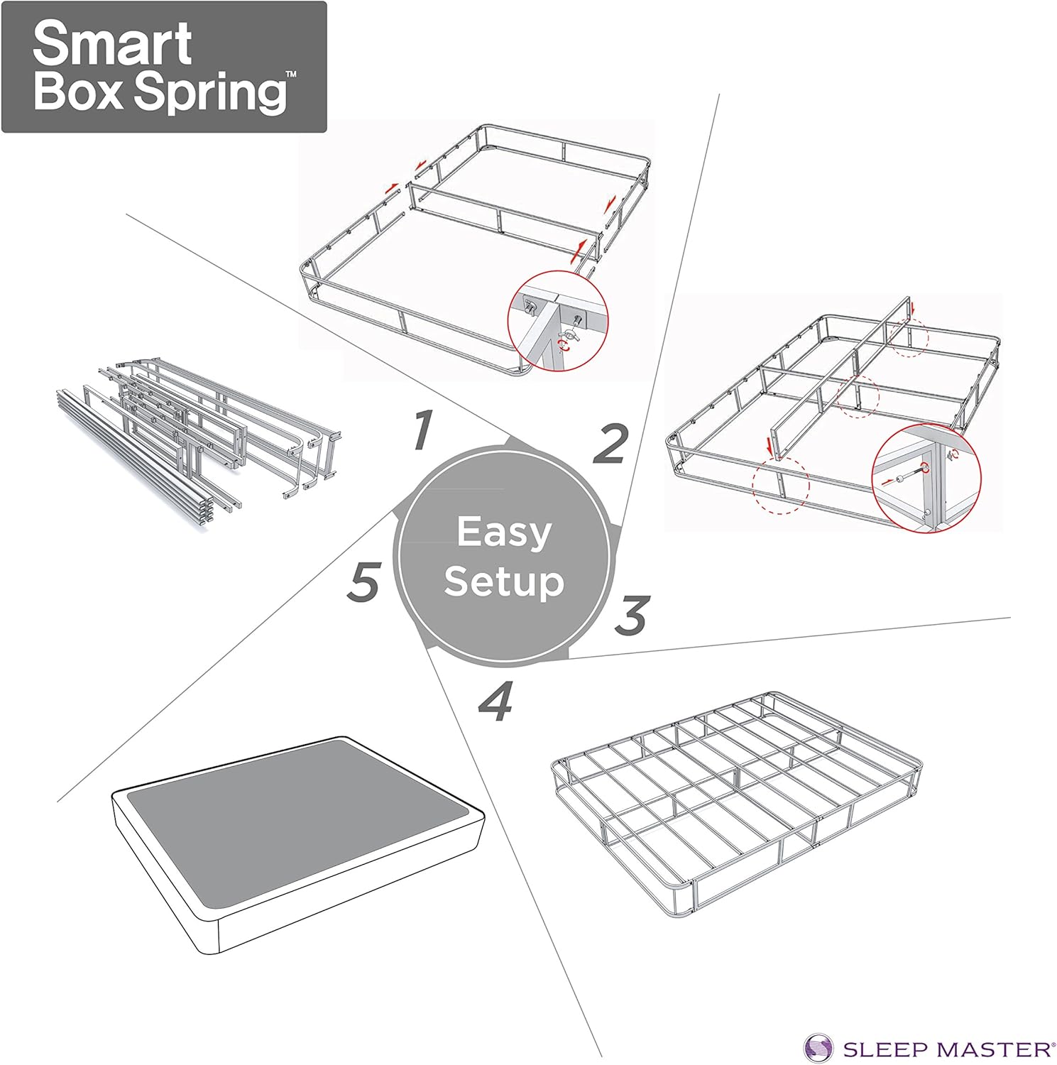 Zinus Armita 9 Inch Smart Box Spring / Mattress Foundation / Built-to-Last Metal Structure / High Profile / Easy Assembly, Queen: Furniture & Decor