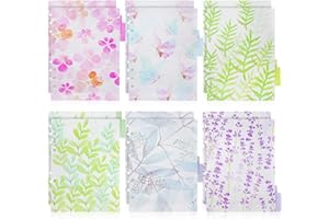 Artibetter A5 6-Ring Binder Dividers Set with Colorful Tab Index, 6-Hole File Organizer for Office and School