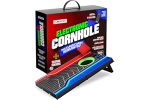 FLINGSPORT Electronic Cornhole Board Set, Auto Scoring, Incl 1 Corn Hole Board 1 Remote, 8 Bean Bags, Ideas, Cool Games Gifts for Kids, Teens, Adults, Boys, Girls Ages 8-12 Years Old