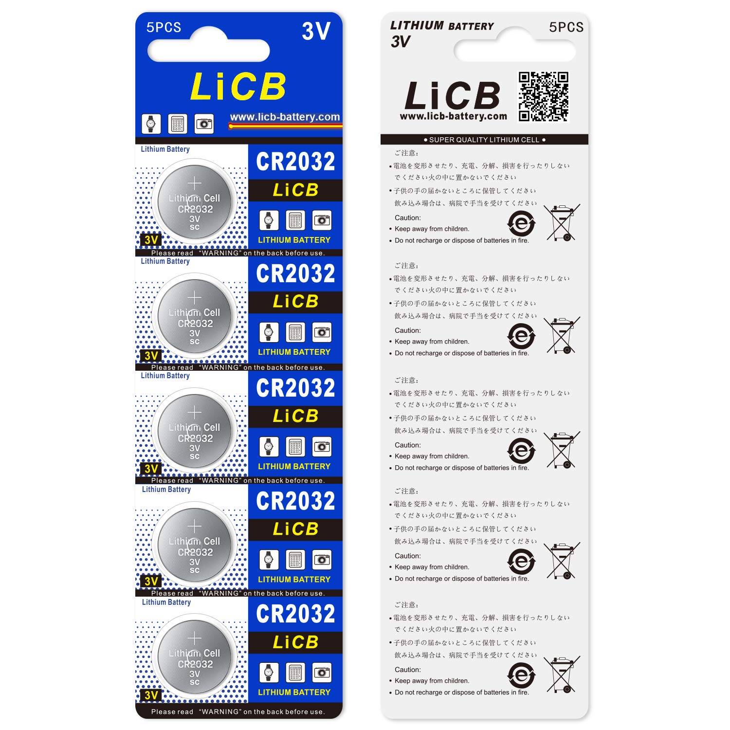LiCB LiCB CR2032 Battery,Long-Lasting & High Capacity CR 2032 3V Coin & Button Cell Lithium Batteries with Adaptive Power and Superior Safety (20-Pack)
