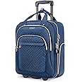BAGSMART Underseat Carry On Luggage Airline approved,16-inch Small Underseater Softside Travel Suitcase with Wheels Lightweight Overnight Rolling Carry-on Luggage for Women Men Weekender,Dark Blue