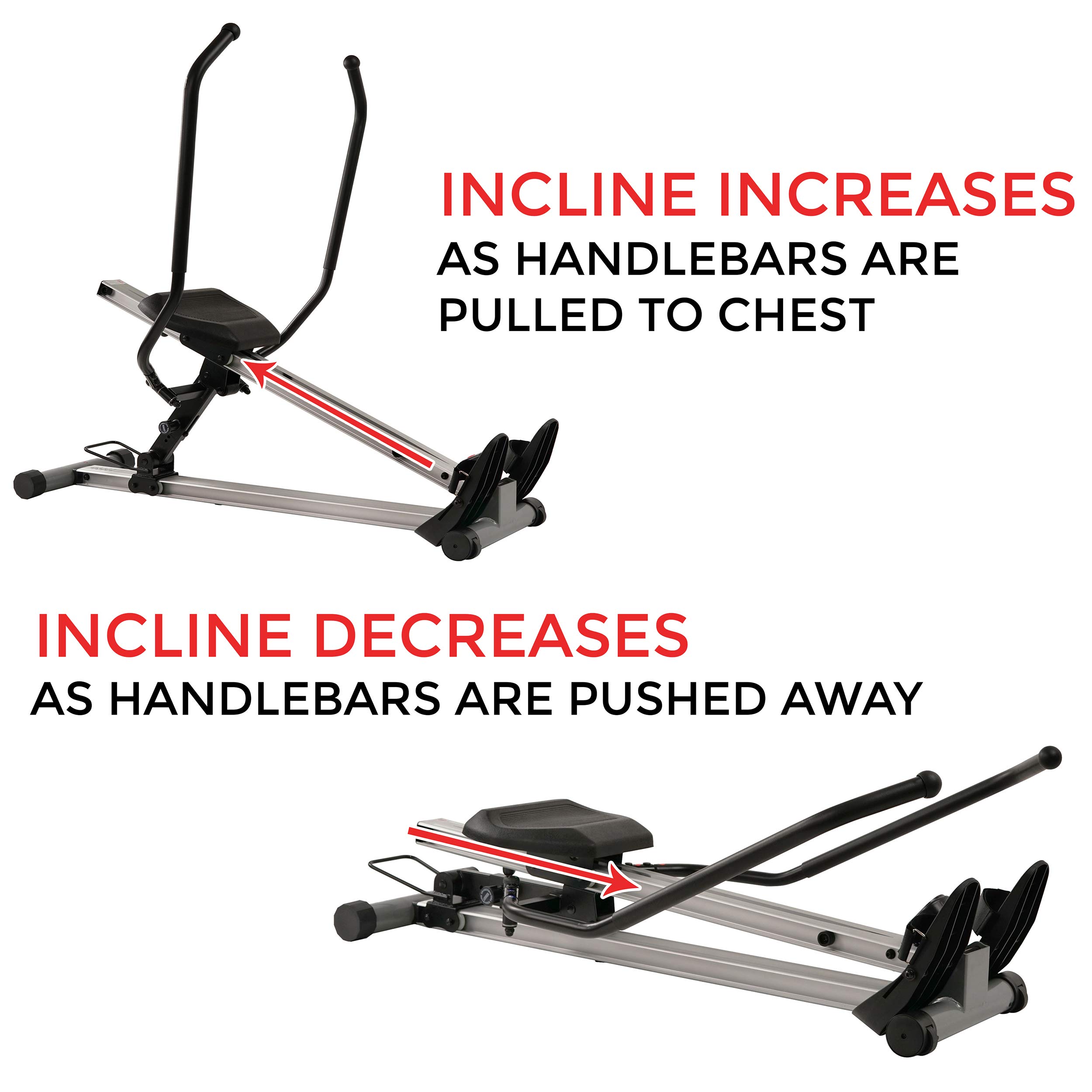 Sunny Health & Fitness Incline Full Motion Rowing Machine Rower with