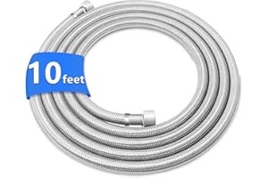 10FT Stainless Steel Braided Water Supply Line for Dishwasher and Faucet,Brass 3/8 Inch Compression x 3/8 Inch Compression Co