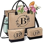 Personalized Gifts for Women, Initial Jute Tote Bag Monogrammed Beach Bag, Mothers Day & Birthday Gifts for Mom Women Friend