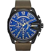 Diesel Men's Mega Chief Stainless Steel Bracelet, Silicone or Leather Band Watch with Analog or Digital Movement