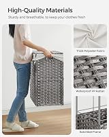 SONGMICS LCB363G01 140L Laundry Basket with Lid 3 Compartments Grey view 8
