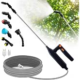 Battery Powered Sprayer Wand,41" Electric Sprayer Wand withInfinite Speed Pressure Control,Battery Indicator,16.4FT Hose,5 Nozzles&amp; Filter,Portable Garden Water Sprayer for Lawn, Weed, Yard Care