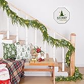 Waipfaru 15ft Christmas Norfolk Pine Garland - Realistic Artificial Faux Cedar for Christmas Table, Fireplace, Wall, Home Decoration