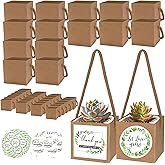 ENYOUNG 40pcs Succulent Wrap Bags (Fits 2.5″ Pots) with 40pcs Thank You & Let Love Grow Stickers, Small Succulent Gift Box for Wedding, Baby Shower, Party Favors for Guests