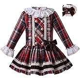 Pettigirl Girls Vintage Fashion Winter Christmas Plaid Clothes Kids Toddler Royal Birthday Party Special Occasions Dress