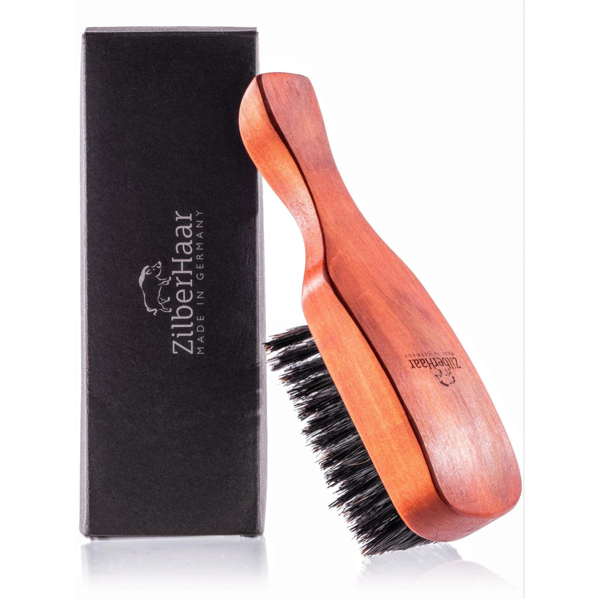 ZilberHaar - Major Hair & Beard Brush for Men - Soft Boar Bristles and Pearwood - Massages and Exfoliates Skin and Scalp - Ideal Men's Grooming Accessory - Made in Europe