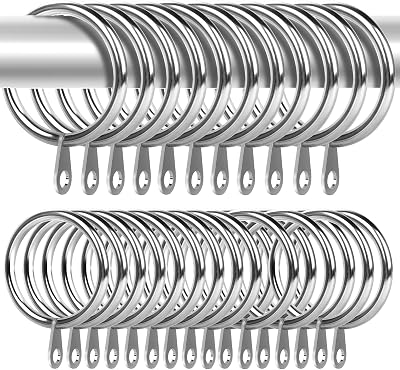 Oiiurly 50 Pack Metal Curtain Rings 32mm Inner Diameter Silver for Curtain Poles