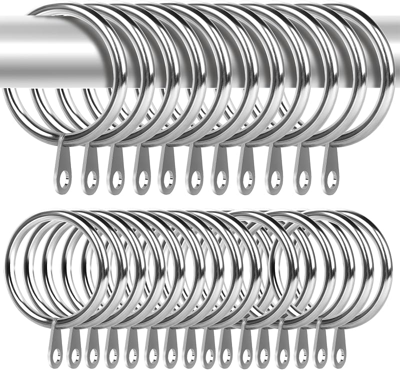 Oiiurly 50 Pack Metal Curtain Rings 32mm Inner Diameter Silver for Curtain Poles