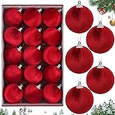 Woration 15pcs Christmas Tree Velvet Ball Hanging Red Ornaments DIY Decorations 2.36 inches Flocked Balls Shatterproof for Tree Xmas Holiday Party