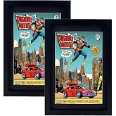 Senye Comic Book Frame 2 Pack,Fits Standard Comic Books,Black &amp; White Mats | Partial UV Protection,Double Mats,Fits Comics up to 6 3/4"x10 1/4", Compatible with Comic Bags&amp;Sleeves,Wall&amp;Tabletop Display