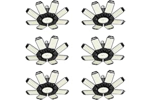 Garage Light - 6 Pack 260W 26000LM LED Garage Lights with 8+1 Adjustable Panels and Constant Drive, Suitable for E26/E27 Base