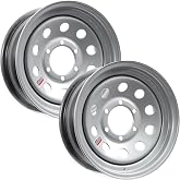 eCustomrim 2-Pack Trailer Wheel 15X6 15 Inch 6 Lug Silver Modular Rim | 15 X 6 Silver Grey Rim, 6 Lug on 5.5 Inch Bolt Pattern, 4.25 Inch Center Bore, 2860 Lbs Max Load, Trailer Tire Use Only