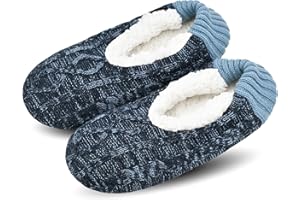 VAGUKU Mens Cozy Soft Sole Slipper Socks With Non Skid Bottoms, Warm Slipper Socks With Grippers For Men, Fuzzy House Slippers