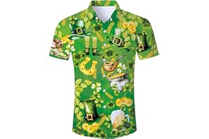 Fanient Mens Hawaiian Shirt Summer 3D Print Casual Short Sleeve Button Down Graphic Aloha Dress Shirts