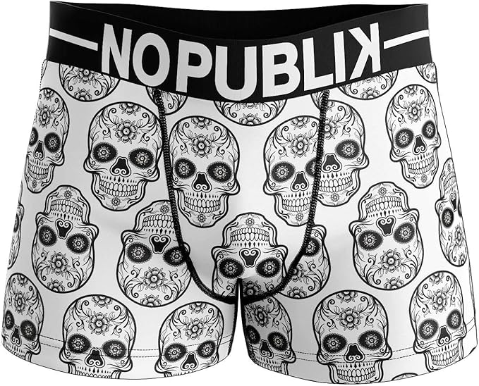 No publik - Calzoncillos bóxer para Hombre, Microfibra Mexicana, Calavera Blanca