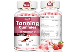 VAZATISI Sugar Free Tanning Gummies for Women, Supports Radiant Tan & Healthy Skin, Extra Strength with Astaxanthin Lycopene Beta Carotene and Vitamins - Supports Faster Tanning, Strawberry Flavored, 120 Count