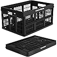 CleverMade Collapsible Utility Crates-Obsidian 1pck 45L / 11 Gal holds 66 lbs - Stackable Containers Heavy Duty Capacity Crates - Space-Saving Baskets