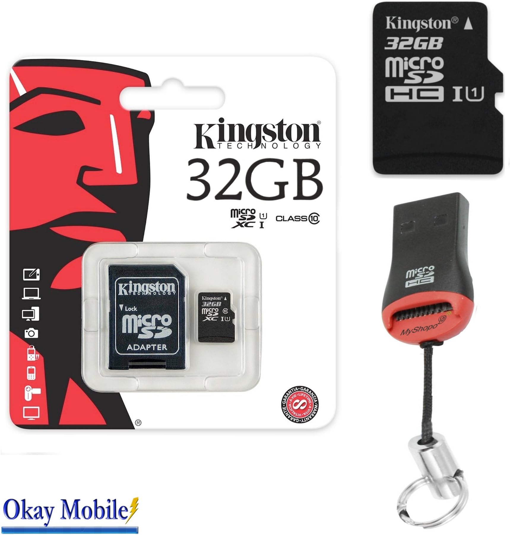 Original Kingston 32GB Micro SD SDHC Memory Card For LG K4 (2017) 32GB + card reader