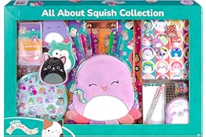 Fashion Angels Squishmallows All About Beula The Purple Octopus Stationery Set – Includes Pencil Pouch, 1200+ Squishmallows Stickers, Activity Journal, 5 Gel Pens, Sticky Notes and More!
