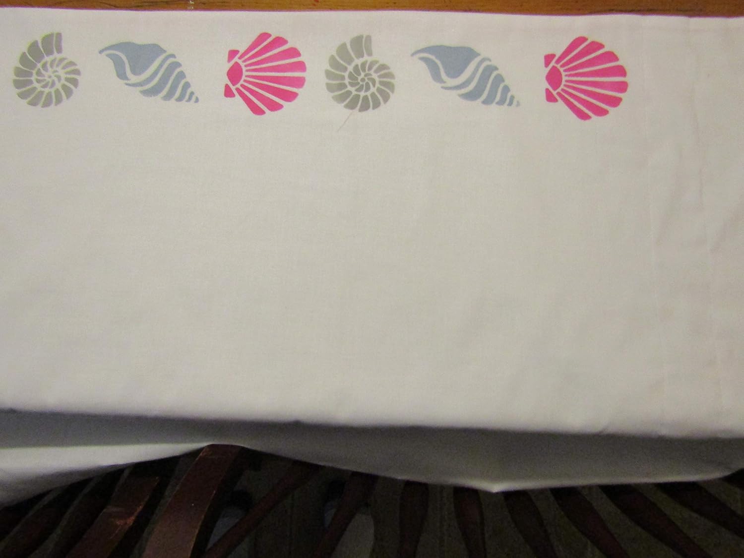 Amazon Com Hand Stenciled Lined Seashell Bathroom Curtain Tier