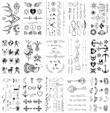 glaryyears 20pk Black Sketch Line Tiny Temporary Tattoos Stickers Face Hand view 1