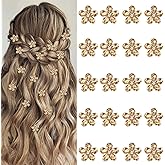 YISSION 20 Pcs Mini Rhinestone Hair Clips Cute Flower Hair Clips Decorative Hair Pins Wedding Bridal Flower Hair Accessories for Girls Women (Champagne)