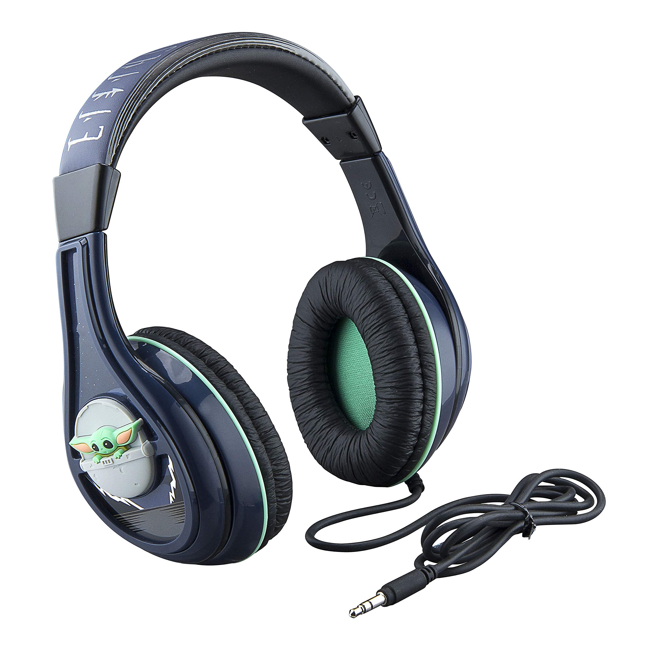 EKids MD-140 Star Wars The Child Wired Headphones Clear Stereo Sound Parental Volume Control, Aux Cable, The Mandalorian Kids Headphones for Kids Toddlers Children Ages 4 and Up, Grey