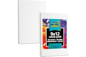 KEFF Canvas Boards for Painting - 9x12 2-Pack Bulk Canvas Panels Value Pack - 100% Cotton Triple Primed Canvases for Painting Supplies, Acrylic, Oil, Watercolor & Tempera