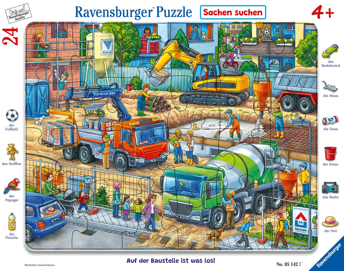 Ravensburger Children's Puzzle - 05142 "Auf der Baustelle ist was los!" - Frame Puzzle for Children from 4 Years, with 24 Pieces