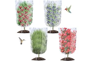 FIFNIM 4PCS Bird Netting for Blueberry Bushes 4x5.9FT,Fruit Trees Mesh Bag with Drawstring Garden Insect Nettings Pest Barrier Netting Plant Row Cover White Mosquito Net for Fruit/Flower/Herb/Vegetables