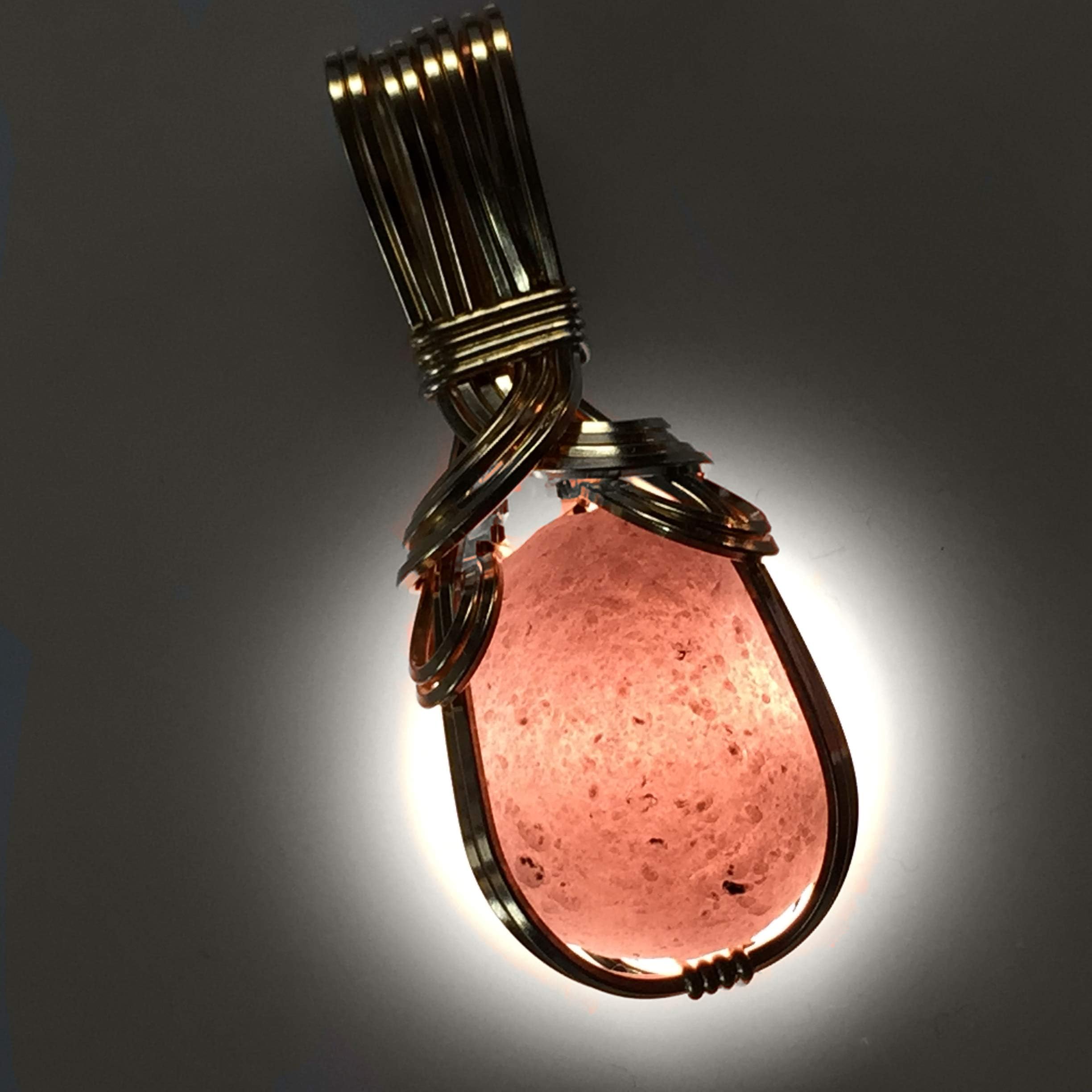 Saffordite Pendant Genuine Crystal Necklace - 14K Gold Filled - Very Rare Warm Tektite Healing Stones Jewelry Leather Necklace B62 ZP