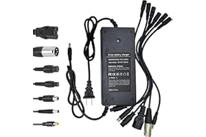 YAREMYEYE 54.6V 3A Charger(7 Plugs) Universal for 13S 48V Li-ion Battery，Fast and Safe Battery Charger 3Prong GX16/DC 5.5x2.5mm/XLR/IEC/RCA Connector Power Supply Adapter