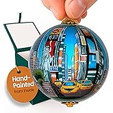 New York City Christmas Ornament Hand Painted from Inside with Decorative Gift Box
