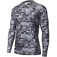 HUGE SPORTS Men's Rash Guard Long Sleeves UPF 50+ UV Sun Protection Quick Drying Splice Compression Swim Shirts