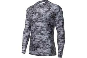 HUGE SPORTS Men's Splice UV Sun Protection UPF 50+ Skins Rash Guard Long Sleeves