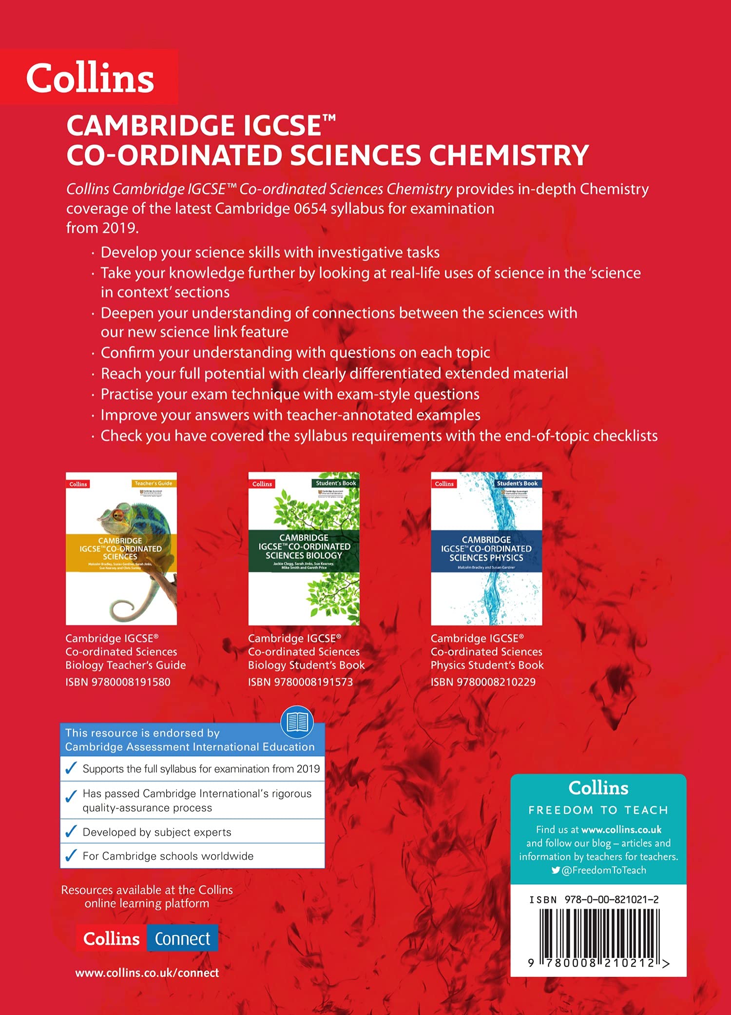 Cambridge Igcse Co Ordinated Sciences Chemistry Student Book Collins Cambridge Igcse Sunley Chris Goodman Sam 9780008210212 Amazon Com Books