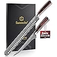 Sunnecko Professional BBQ Carving Knife Set, Slicing and Boning Knife for Meat Cutting,German High Carbon Stainless Steel Carving Knife for Meat and Turkey.
