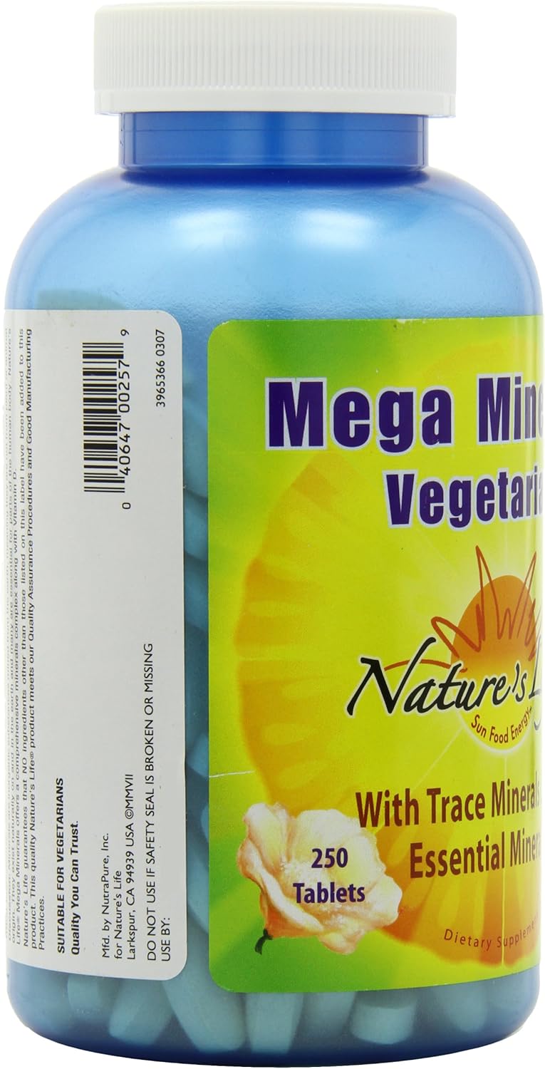 Nature's Life Minerals Veg Tablets, Mega, 250 Count: Health & Personal Care